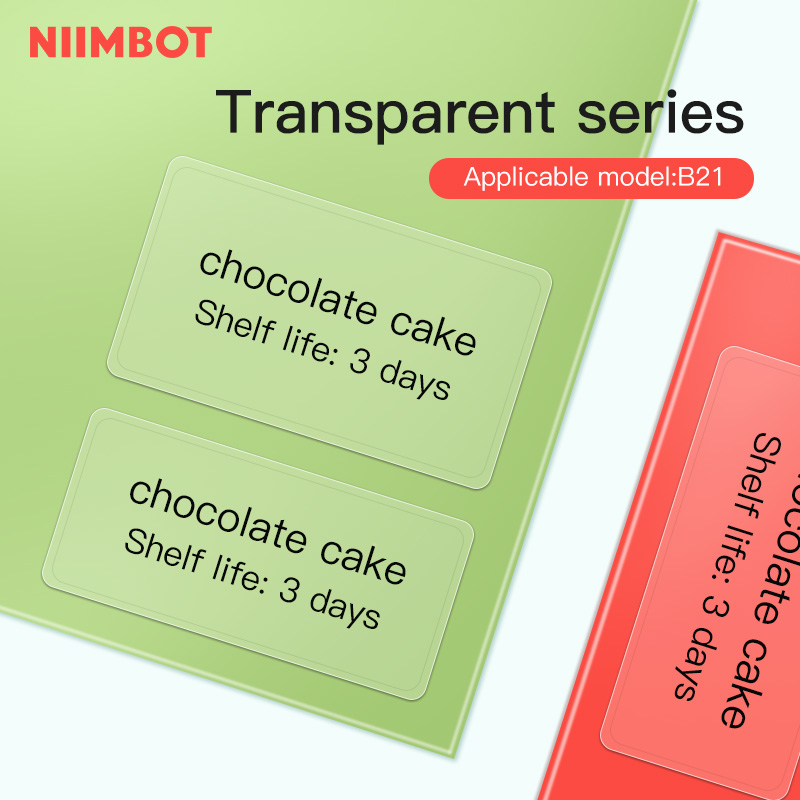 Niimbot 2 ม้วน B1/B21/B3S โปร่งใสสติกเกอร์ชื่อสติกเกอร์กันน้ําน้ํามันหลักฐานไม่มีกาวตกค้างป้ายกระดาษสําหรับ B1/B21/B3S เครื่องพิมพ์