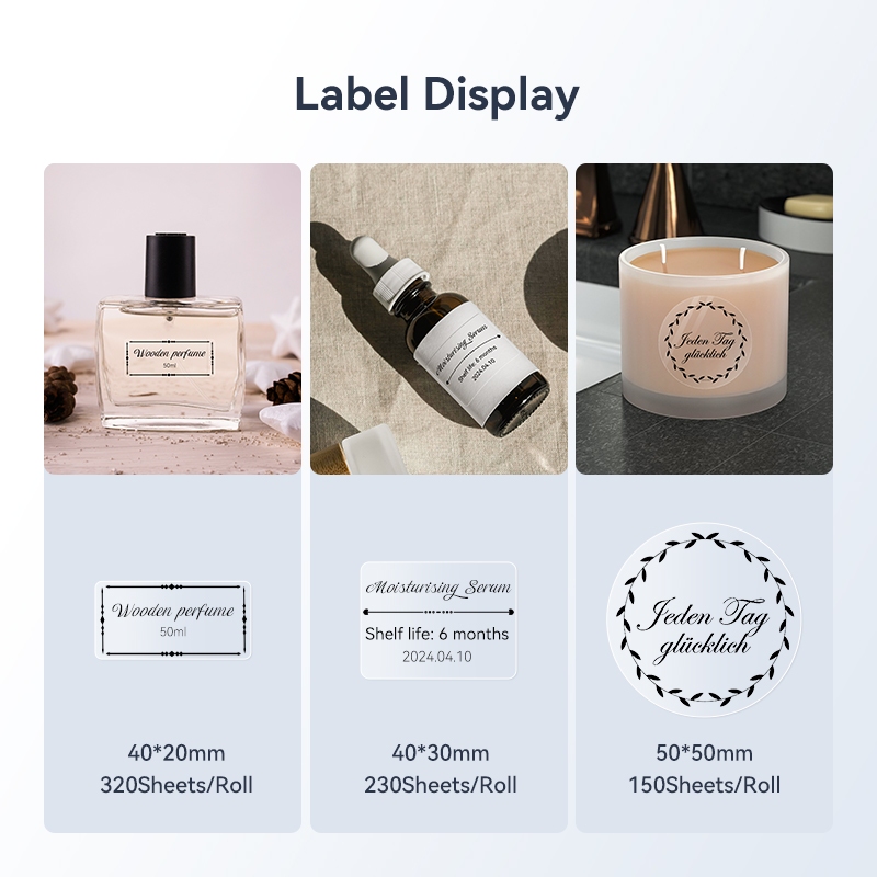 Niimbot 2 ม้วน B1/B21/B3S โปร่งใสสติกเกอร์ชื่อสติกเกอร์กันน้ําน้ํามันหลักฐานไม่มีกาวตกค้างป้ายกระดาษสําหรับ B1/B21/B3S เครื่องพิมพ์