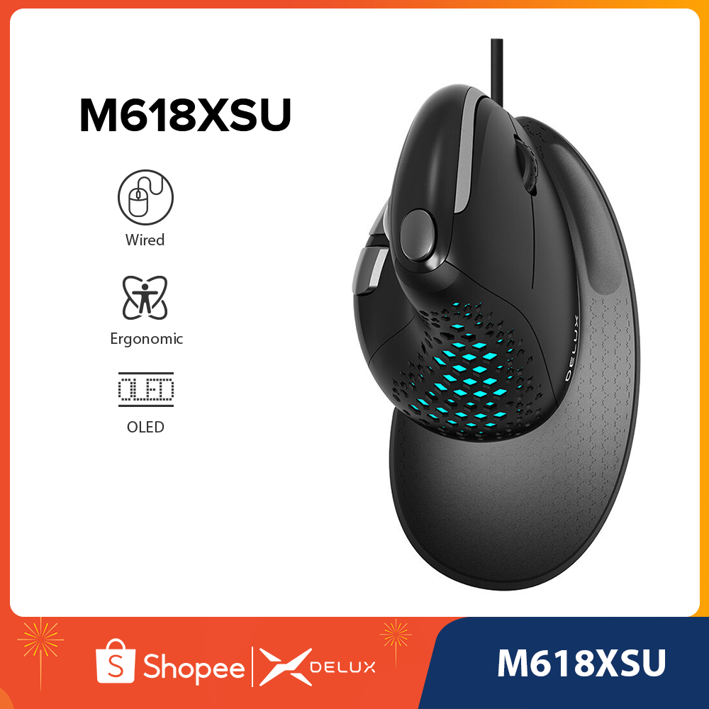 Delux M618XSU เมาส์ออปติคอลแบบใช้สาย RGB สําหรับ Windows Mac PC