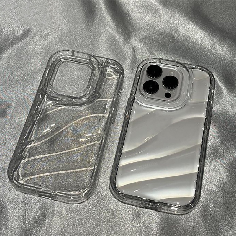 เคสโทรศัพท์มือถือ ซิลิโคนนุ่ม TPU ใส ลายหยัก เรียบง่าย สําหรับ Iphone 11 Pro Max 15 12 13 14 7 8 Plus X XS XR IP11