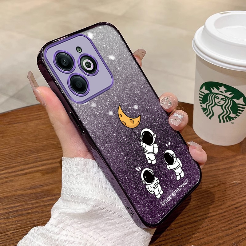 เคสโทรศัพท์มือถือ ซิลิโคนนิ่ม กันกระแทก ลายการ์ตูนนักบินอวกาศ สําหรับ infinix smart 8 tecno spark go 2024 hot 40i spark 20 spark 20c SFSYHY01