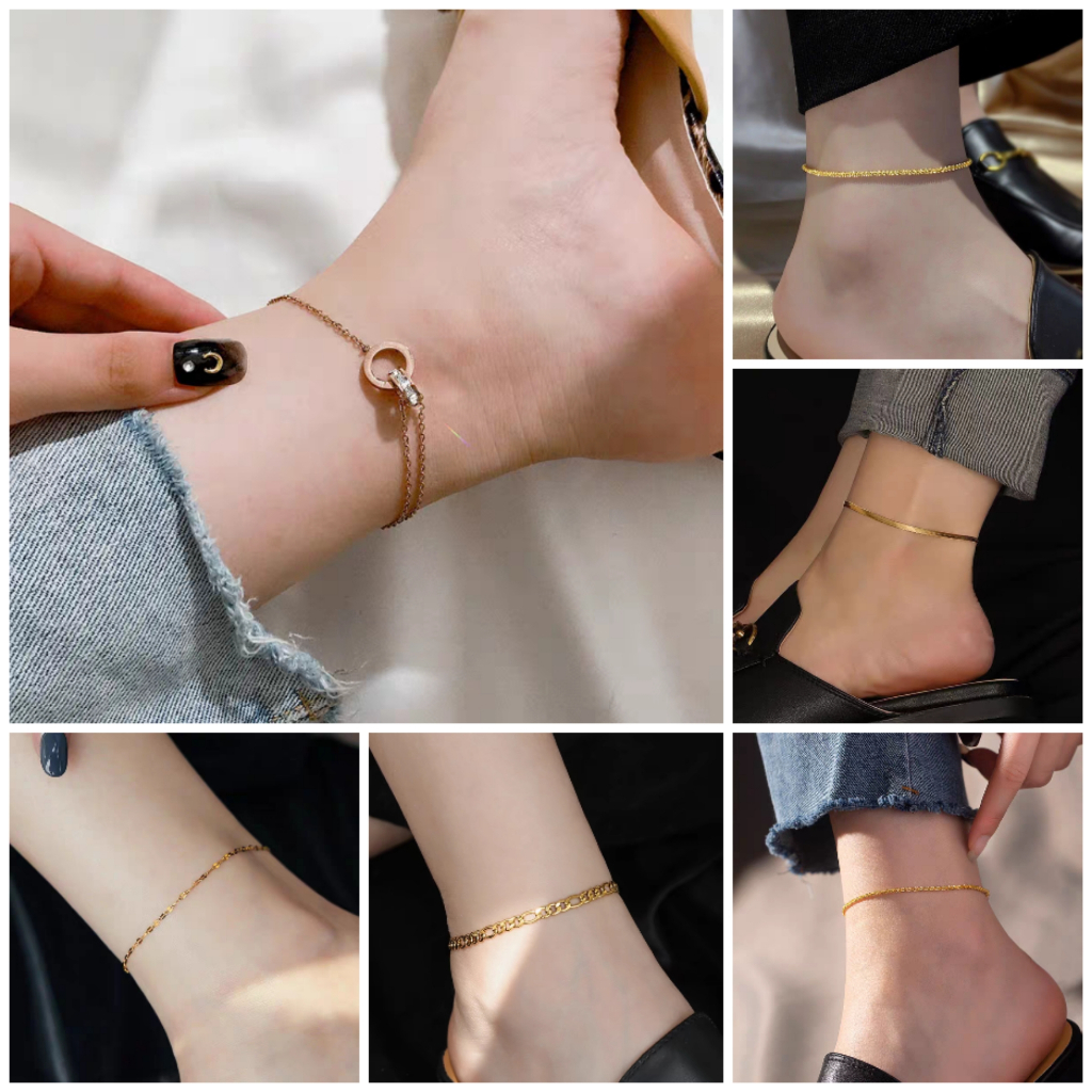 เครื่องประดับ สร้อยข้อเท้า เหล็กไทเทเนียม ไม่ซีดจาง สวยหรู เรียบง่าย
