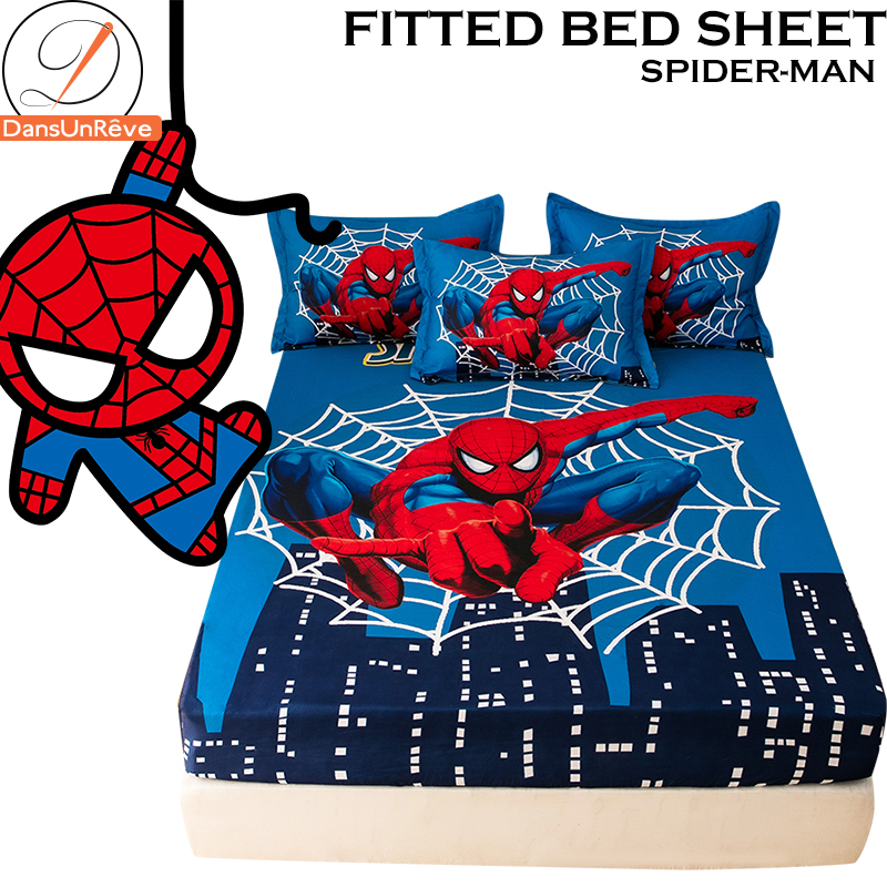 Dansunreve ผ้าปูที่นอน 5ฟุต 6ฟุต Ultraman fitted sheet Spider-Man 床笠 การ์ตูน สไปเดอร์แมน ลายการ์ตูนอุลตร้าแมน สําหรับเด็กผู้ชาย 3ฟุต