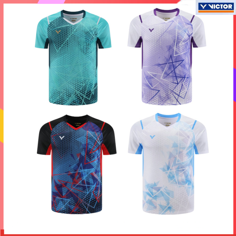 Victor's ใหม่ เสื้อกีฬา เทนนิส ผ้าฝ้าย ตาข่าย ซับเหงื่อ ใส่สบาย สําหรับผู้ชาย และผู้หญิง เหมาะกับการเล่นกีฬาวอลเลย์บอล ฟุตบอล