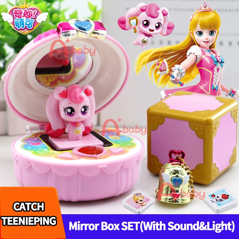 Catch Teenieping ชุดกล่องกระจกตุ๊กตาฟิกเกอร์ พร้อมเสียง และแสงไฟ ของเล่นสําหรับเด็กผู้หญิง