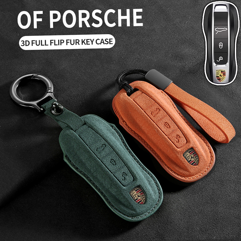 เคสหนังกุญแจรีโมทรถยนต์สําหรับ Porsche 911 Panamera Macan 718 ของแต่งรถยนต์ พวงกุญแจ
