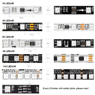 BTF-LIGHTING WS2811 30/45/60LEDs/m RGB IC แถบไฟ LED 1 IC ควบคุม 3 LEDs แถบไฟพิกเซลที่แอดเดรสได้ DC12V การรับรอง UL