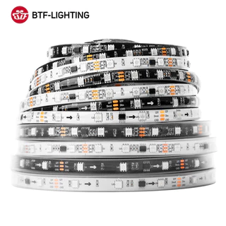 BTF-LIGHTING WS2811 30/45/60LEDs/m RGB IC แถบไฟ LED 1 IC ควบคุม 3 LEDs แถบไฟพิกเซลที่แอดเดรสได้ DC12V การรับรอง UL