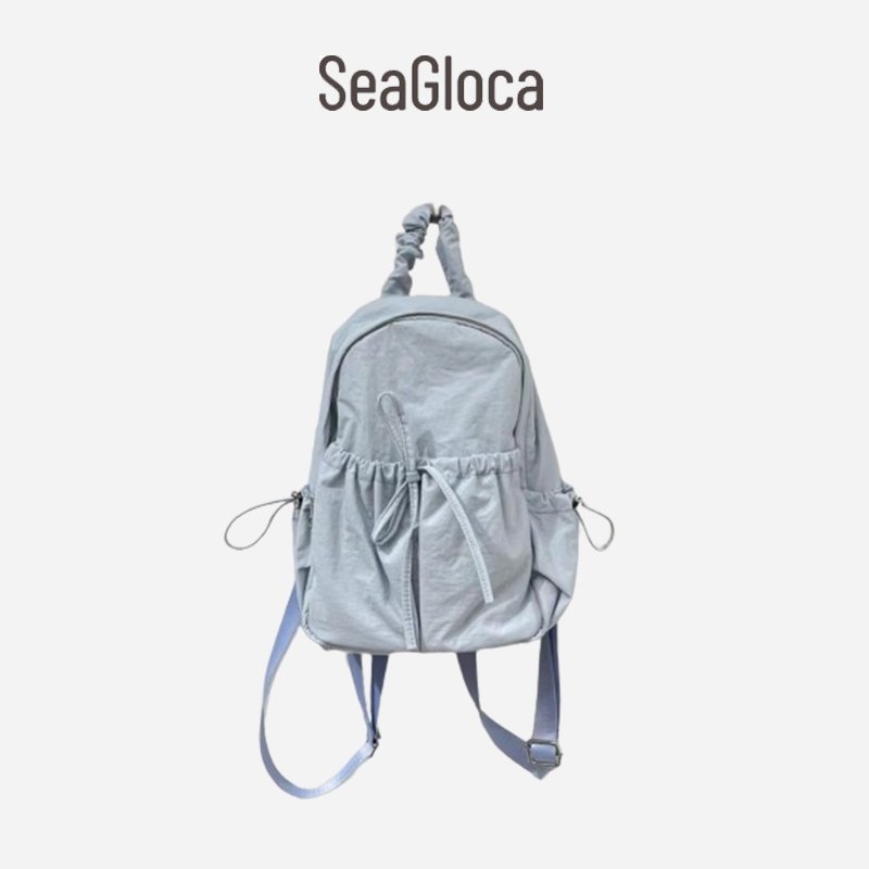 Seagloca ใหม่ กระเป๋าเป้สะพายหลัง ผ้าแคนวาส ความจุขนาดใหญ่ สีพื้น สไตล์เกาหลี สําหรับผู้หญิง No 1793