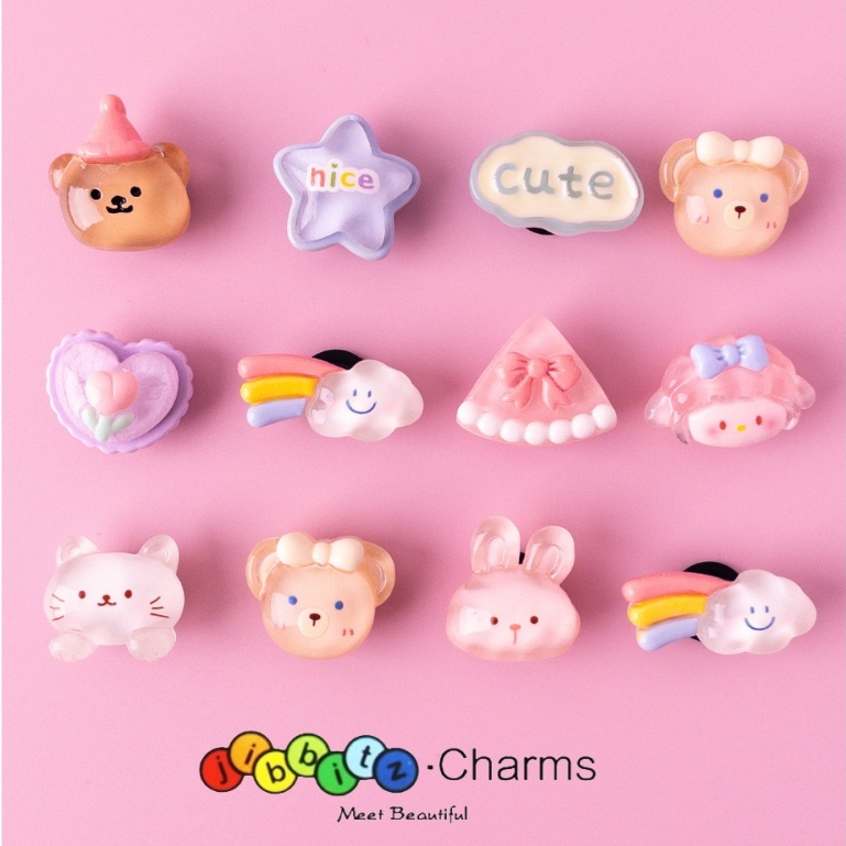 Jibbitz Crocs กระดุมรองเท้าแตะลายการ์ตูนสุดน่ารัก ลายเจลลี่ใส DIY สำหรับตกแต่งรองเท้า