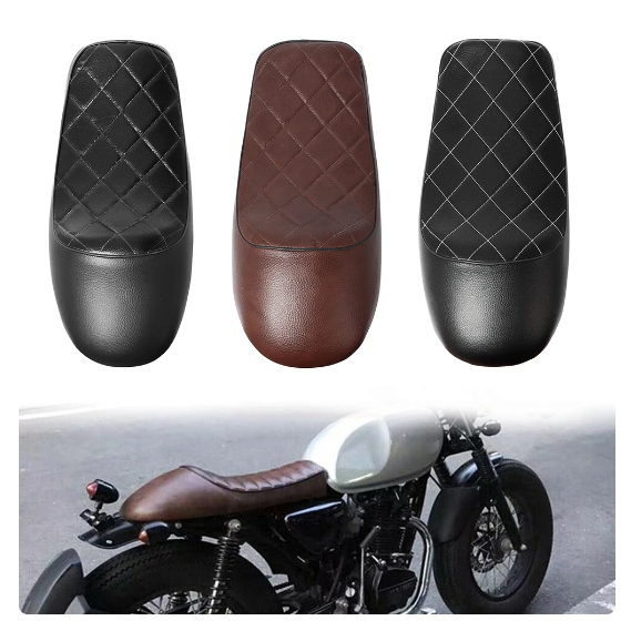 อานเบาะที่นั่งรถจักรยานยนต์ สีดํา สไตล์วินเทจ สําหรับ Harley Honda Yamaha