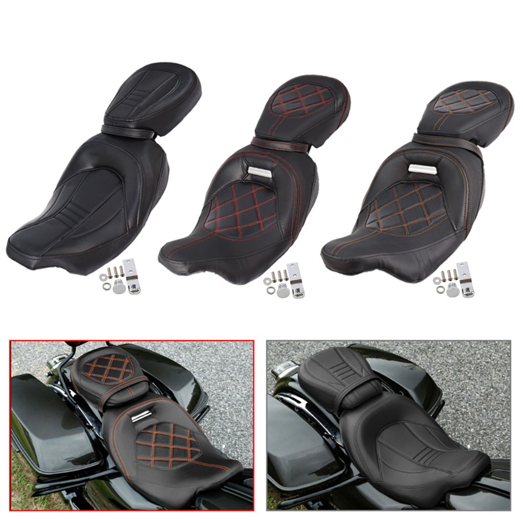ที่นั่งผู้โดยสาร ด้านหน้า และด้านหลัง สีแดง สําหรับรถจักรยานยนต์ Harley Touring CVO Road Street Glide Road King 2009-2023