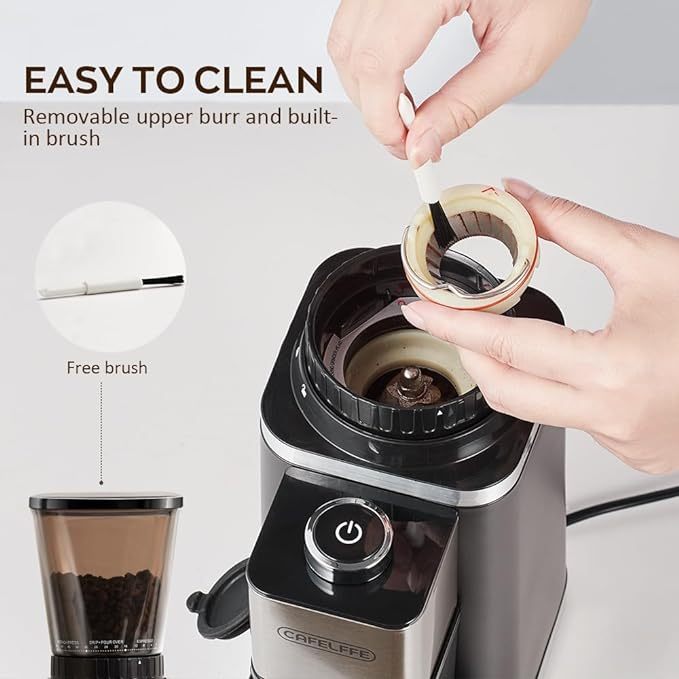 Cafelffe เครื่องบดเมล็ดกาแฟไฟฟ้า ทรงกรวย ปรับได้ สําหรับ 2-12 ถ้วย ราคา ถูกที่สุด ดีลบีเคเค แกลเลอรีภาพที่ 8