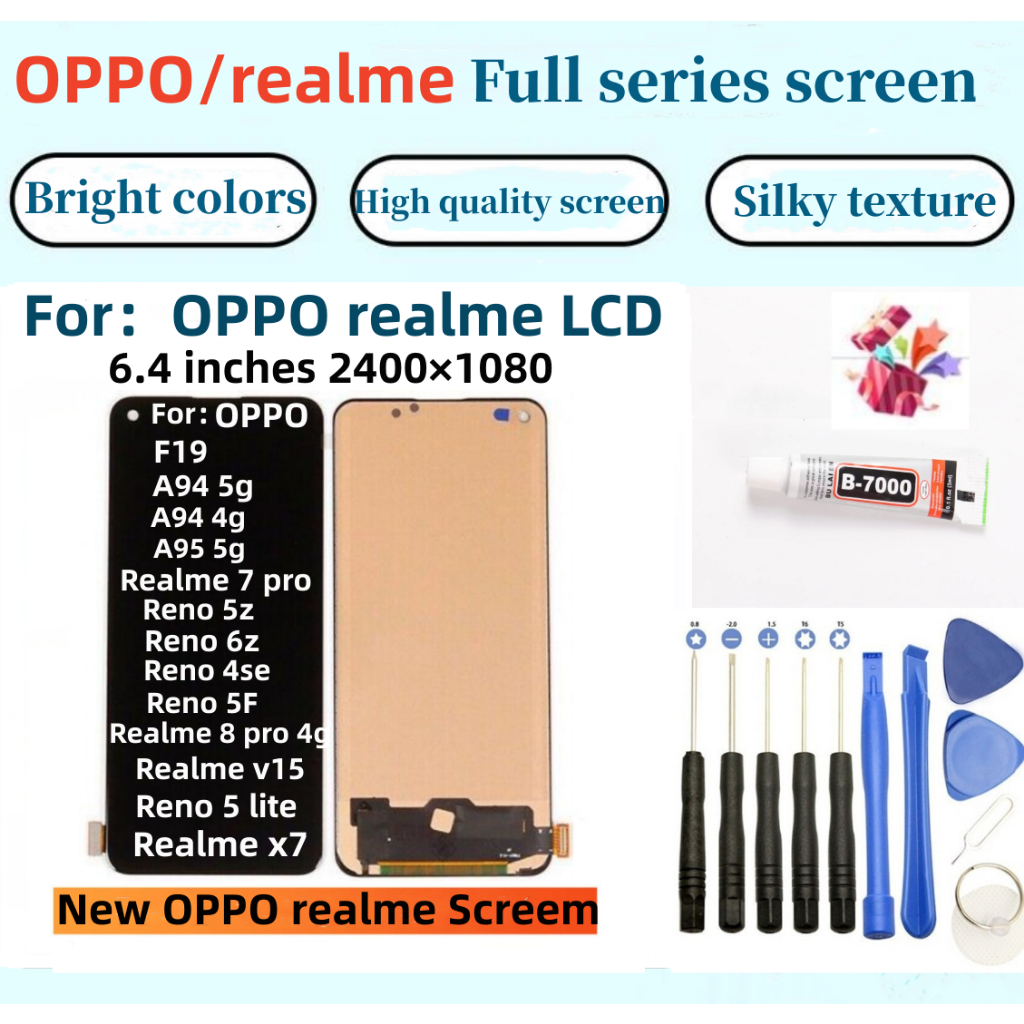 หน้าจอสัมผัส LCD สําหรับ Oppo A94 F19 F19 Pro Reno 4se Reno 6 5g Reno 6Z 5g Realme 7 Pro Realme 8 Pro X7