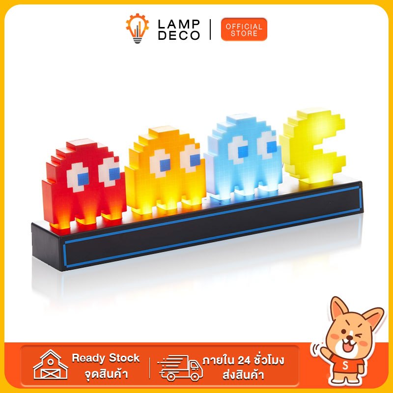 น่ารักและสร้างสรรค์ 🎮Pac-Man โคมไฟกิน Pac-Man wars ควบคุมด้วยเสียง USB night light สมาร์ทจังหวะเพลงเ