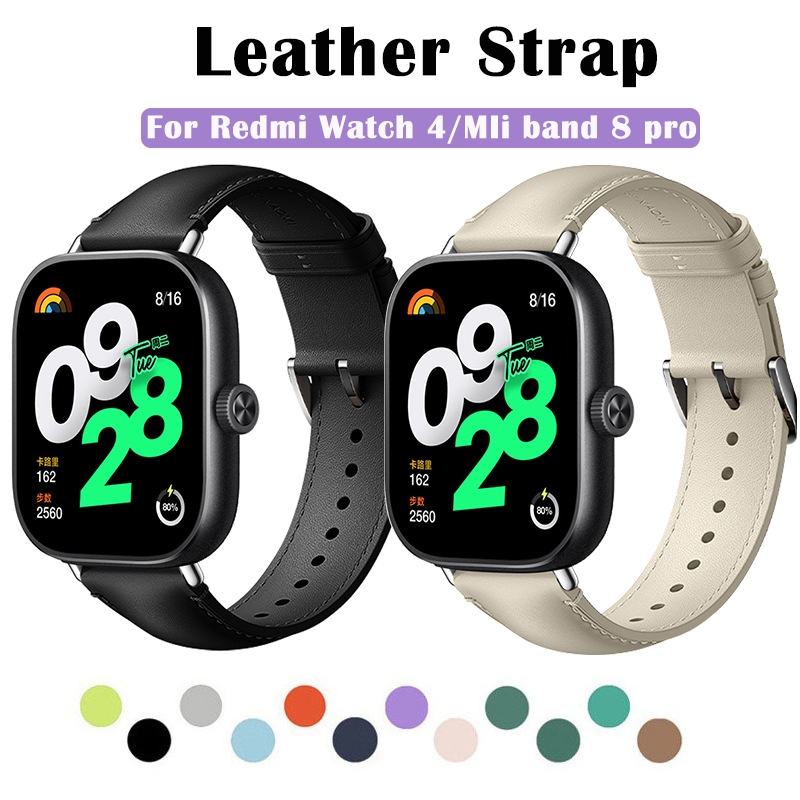 สายหนังสําหรับ Xiaomi Redmi Watch 4 MIi band 9 8 pro Miband 8pro สายรัดข้อมือ Breathable สําหรับ Red