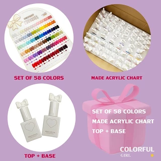 【พร้อมส่ง】58สี ฟรีชาร์ตสี เบส ท๊อป 15ml. Sansu 3.0 รุ่น MACARON ฝาโบว์ สีเจล ยกเซต เซตสีเจล สีแฟลชสีเจล