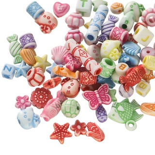 St. kunkka 50-100 ชิ้นหลายสไตล์ Ocean Series อะคริลิคหลวมลูกปัดที่มีสีสัน Creative ลูกปัดสําหรับ DIY สร้อยข้อมือลูกปัดสร้อยคอ