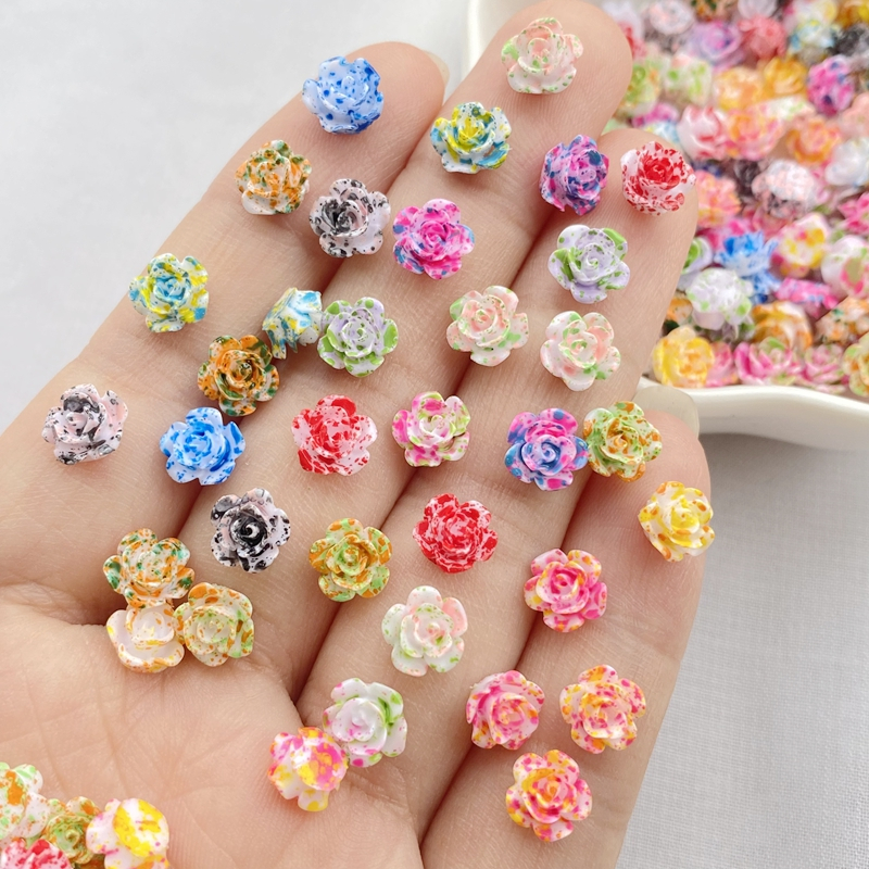 ขายดี ดอกไม้เรซิ่น หลากสี สําหรับตกแต่งเล็บ DIY 50 ชิ้น ต่อชุด