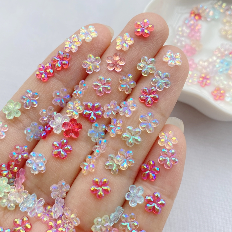 ขายดี ดอกไม้เรซิ่น หลากสี สําหรับตกแต่งเล็บ DIY 100 ชิ้น ต่อชุด