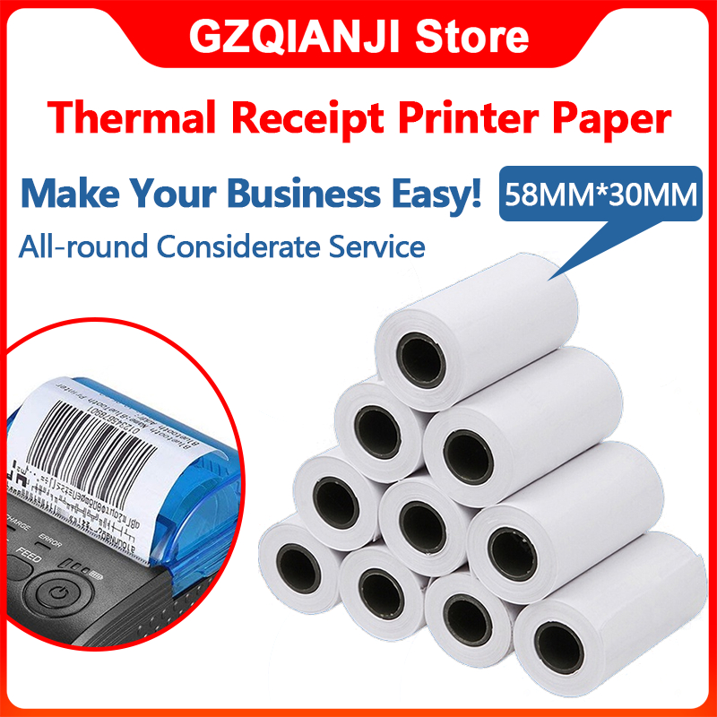 กระดาษความร้อน 58 มม. ปราศจาก BPA ขนาด 58x30 มม. Thermal Paper 5/10/20 ม้วน