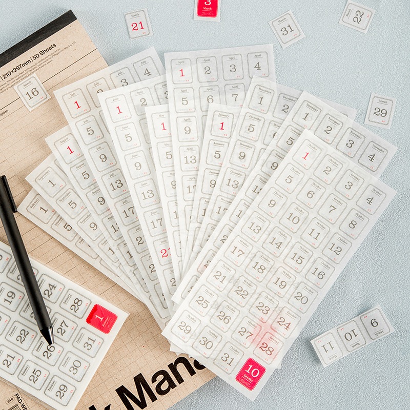 12sheepts 365 วันหมายเลข Series สติกเกอร์ความคิดสร้างสรรค์วันที่ตกแต่งสติกเกอร์ DIY Scrapbooking Journal Planner สติกเกอร์โรงเรียนเครื่องเขียนสํานักงาน