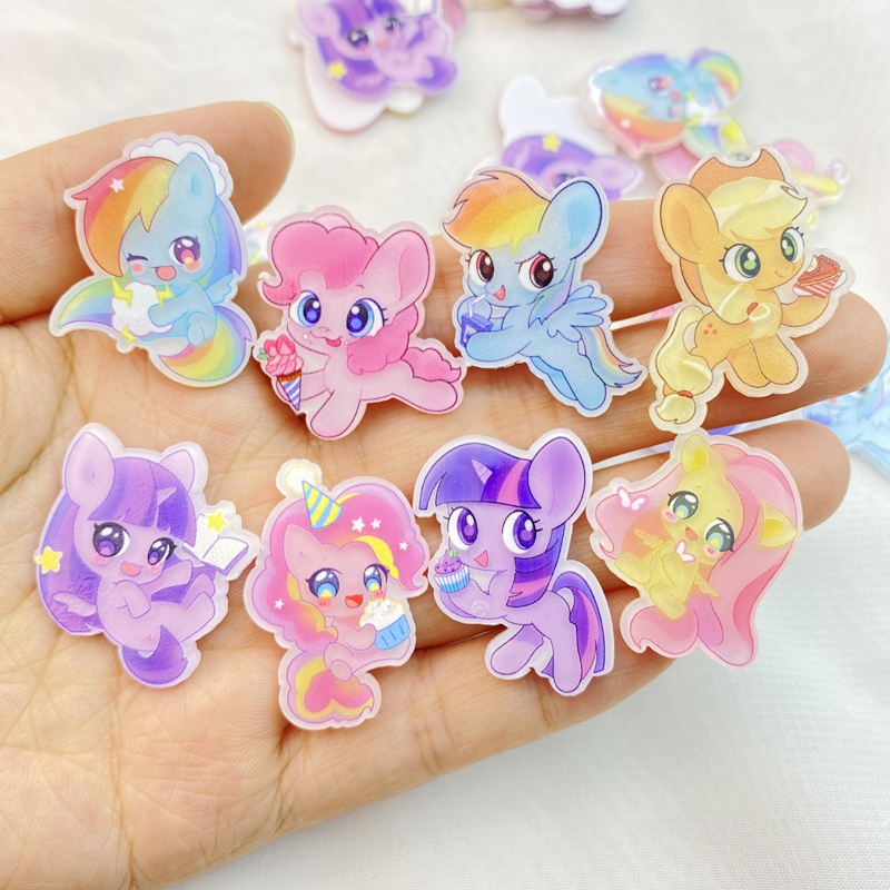 กิ๊บติดผมเรซิ่น ลายการ์ตูนยูนิคอร์นน่ารัก แฮนด์เมด DIY เครื่องประดับผม 10 ชิ้น