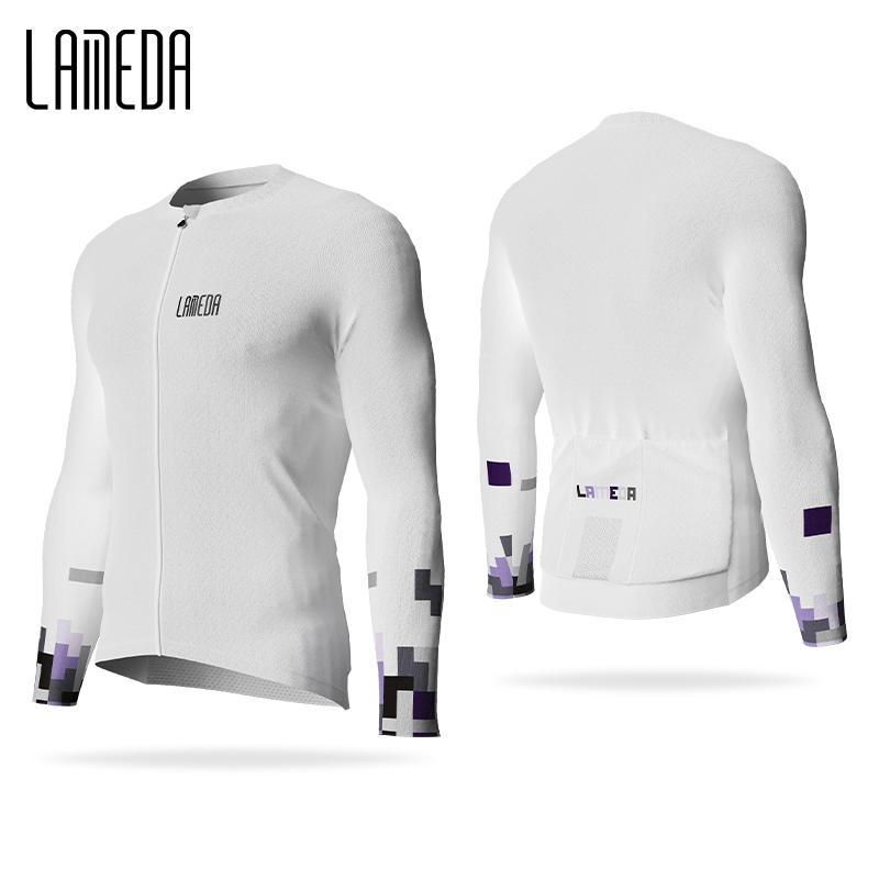 LAMEDA เสื้อปั่นจักรยาน แขนยาว พร้อมกระเป๋าด้านหลัง 3 ช่อง ระบายอากาศ แห้งเร็ว มีซิปเต็มตัว สําหรับผู้ชาย