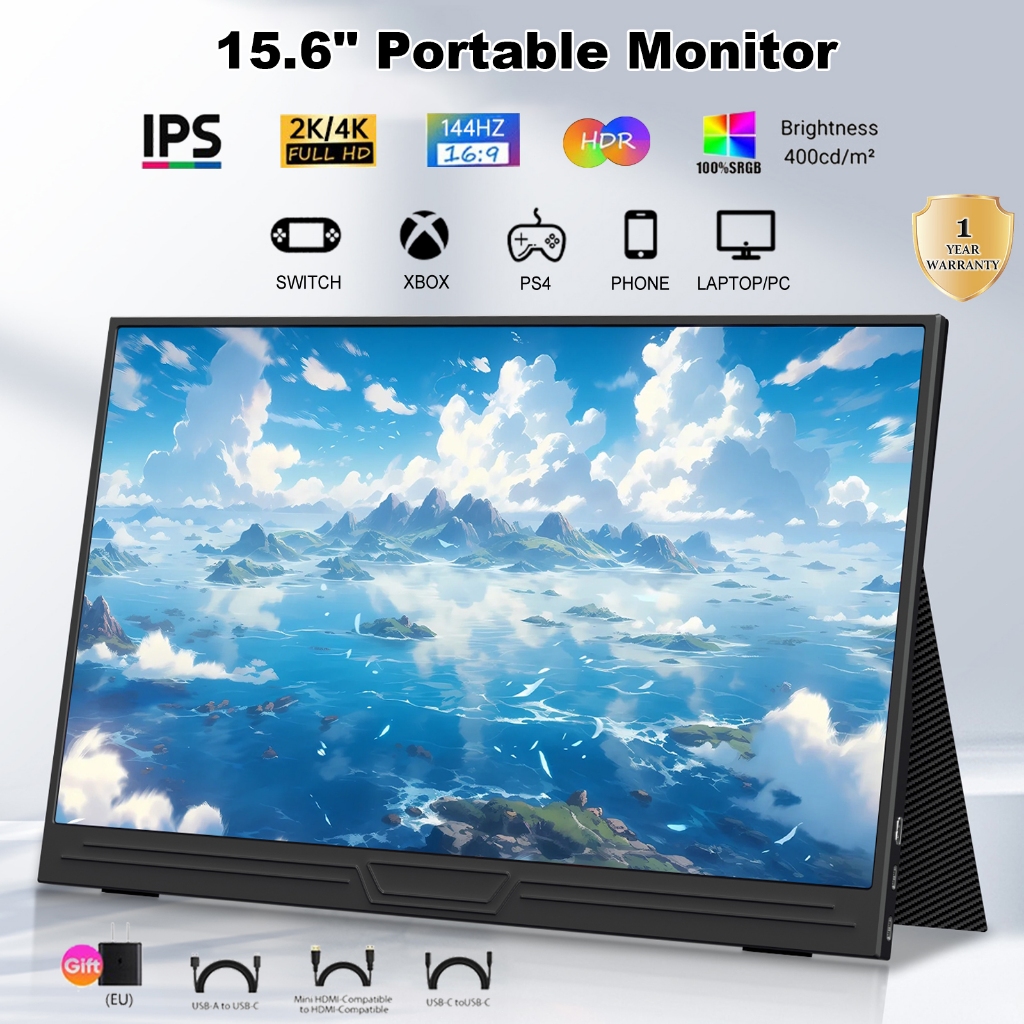 Portable monitor หน้าจอมอนิเตอร์ 15.6 นิ้ว Full HD Ip แบบพกพา อเนกประสงค์ สําหรับแล็ปท็อป โทรศัพท์มือถือ Xbox Switch และ Ps4-5