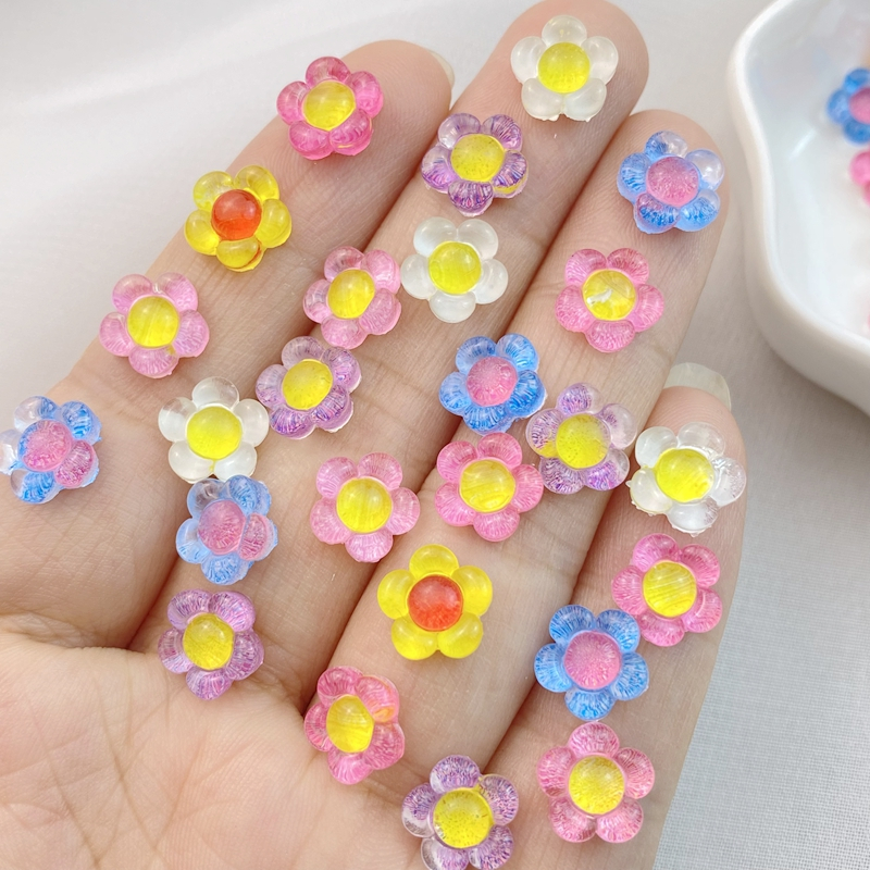 ขายดี ดอกไม้น่ารัก 3D ขนาดเล็ก คละสี สําหรับตกแต่งเล็บ DIY 100 ชิ้น