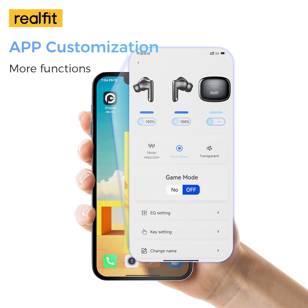 หูฟังบลูทูธ Realfit F3: บลูทูธ 5.4, ตัดเสียงรบกวนสองทาง, คุณภาพเสียง Hi-Fi เหมาะสำหรับการเล่นเกม ฟังเพลง เล่นกีฬา และสถานการณ์อื่นๆ เข้ากันได้กับอุปกรณ์ Android และ iOS - ภาพย่อย 5