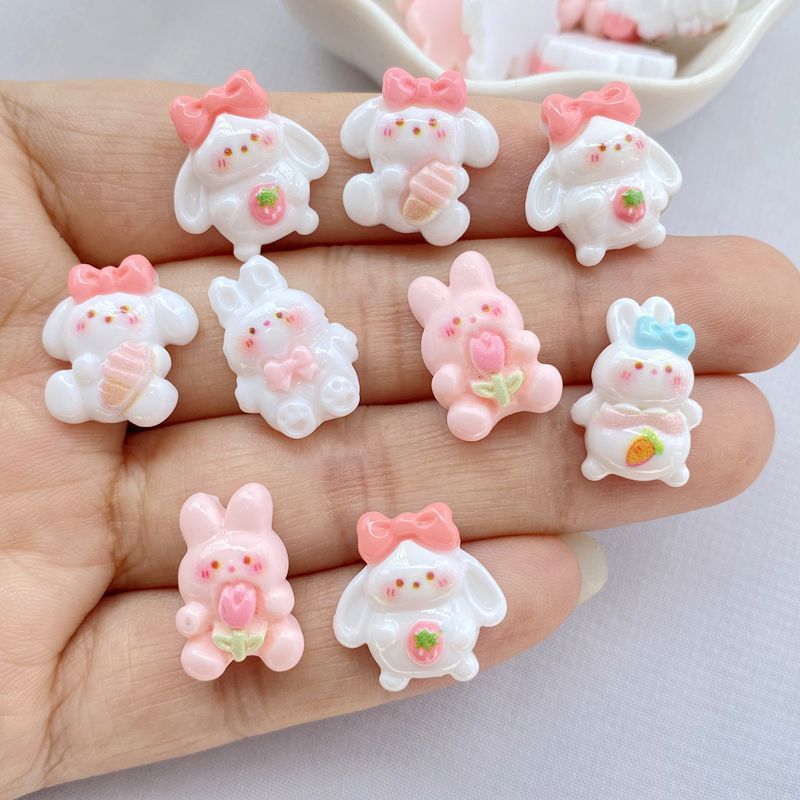 อุปกรณ์ตกแต่งเล็บเรซิ่น ลายการ์ตูนกระต่าย ลูกสุนัข สําหรับตกแต่งเล็บ DIY 20 ชิ้น