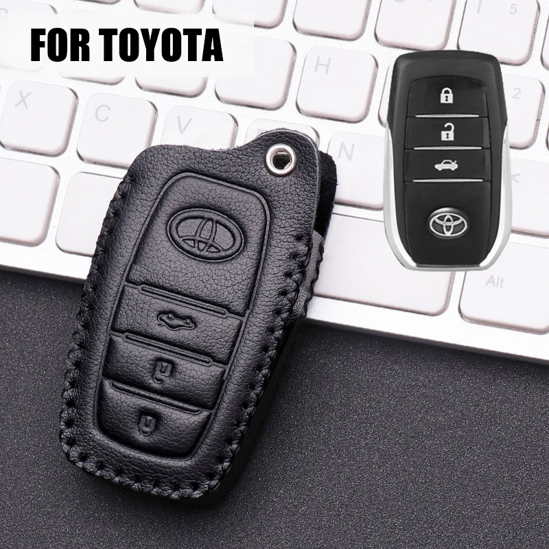 เคสกุญแจรีโมตรถยนต์ แบบหนัง 3 ปุ่ม อุปกรณ์เสริม สําหรับ Toyota Camry Innova Harrier Fortuner Champ Revo