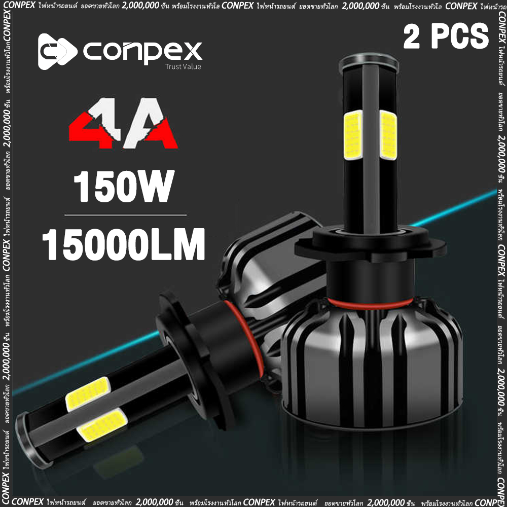 CONPEX  ไฟหน้ารถยนต์ LED 4A 150W 15000LM Car headlights led IP68 กันน้ำ หลอด 9005/9006/9007/9012/H1/H3/H4/H7/H11/H13 หลอดไฟ led รถยนต์ หลอดไฟหน้า h4 หลอดไฟ led รถยนต์ หลอดไฟหน้า h4 ไฟหน้ารถยนต์ led  ไฟหน้ารถยนต์ Novsight Philips Ultinon Pro
