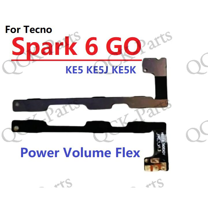 สายดิ้นปุ่มปรับระดับเสียงสําหรับ Tecno Spark 6 GO KE5 KE5J KE5K