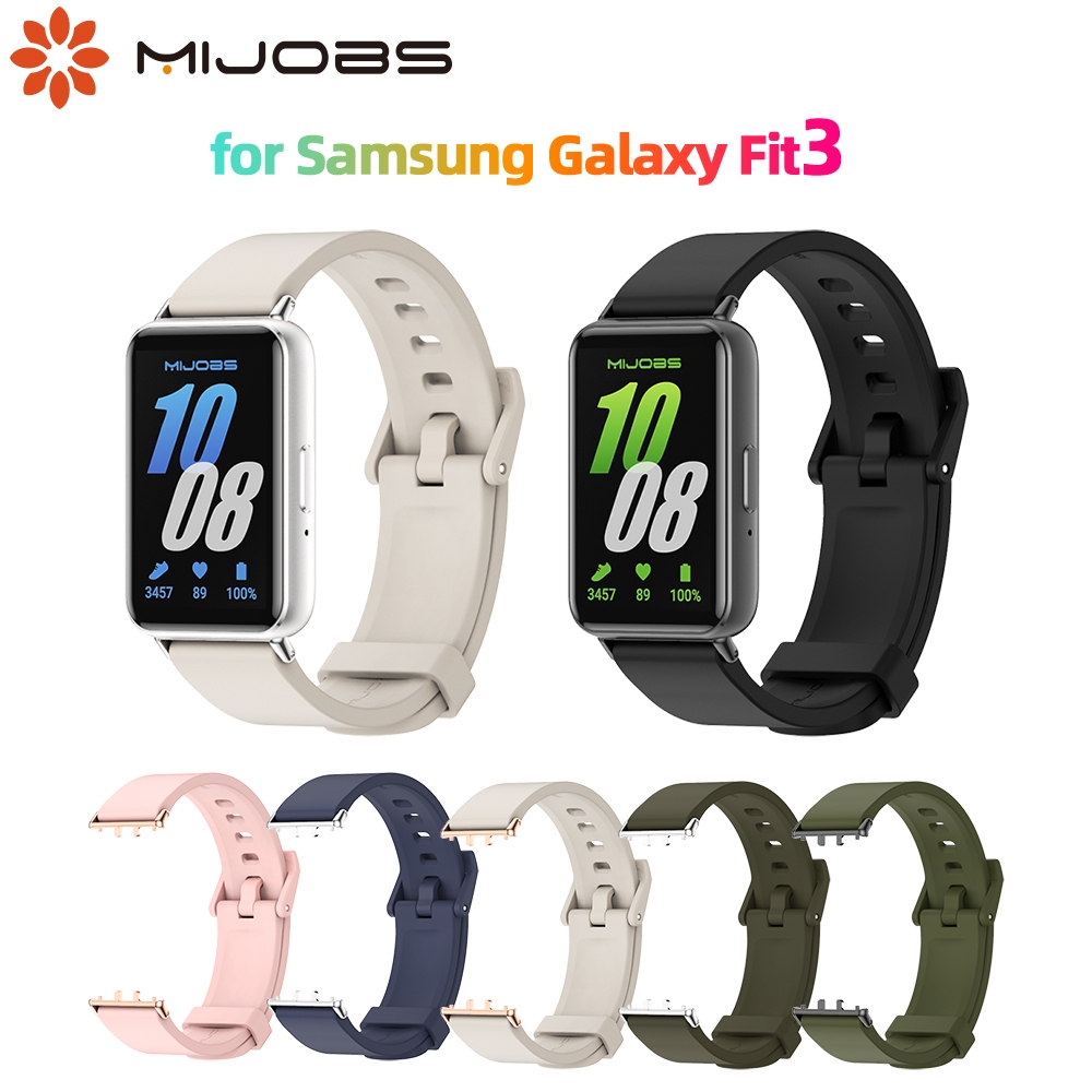 Mijobs สายนาฬิกาข้อมือซิลิโคน โลหะ ระบายอากาศ กันน้ํา แบบเปลี่ยน สําหรับ Samsung Galaxy Fit3 Samsung Galaxy Fit 3