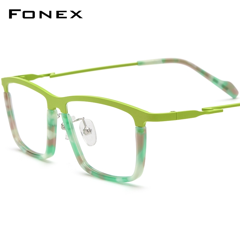 Fonex Acetate กรอบแว่นตาไทเทเนียม ทรงสี่เหลี่ยม แฟชั่น สําหรับผู้ชาย ผู้หญิง 2024 F85792