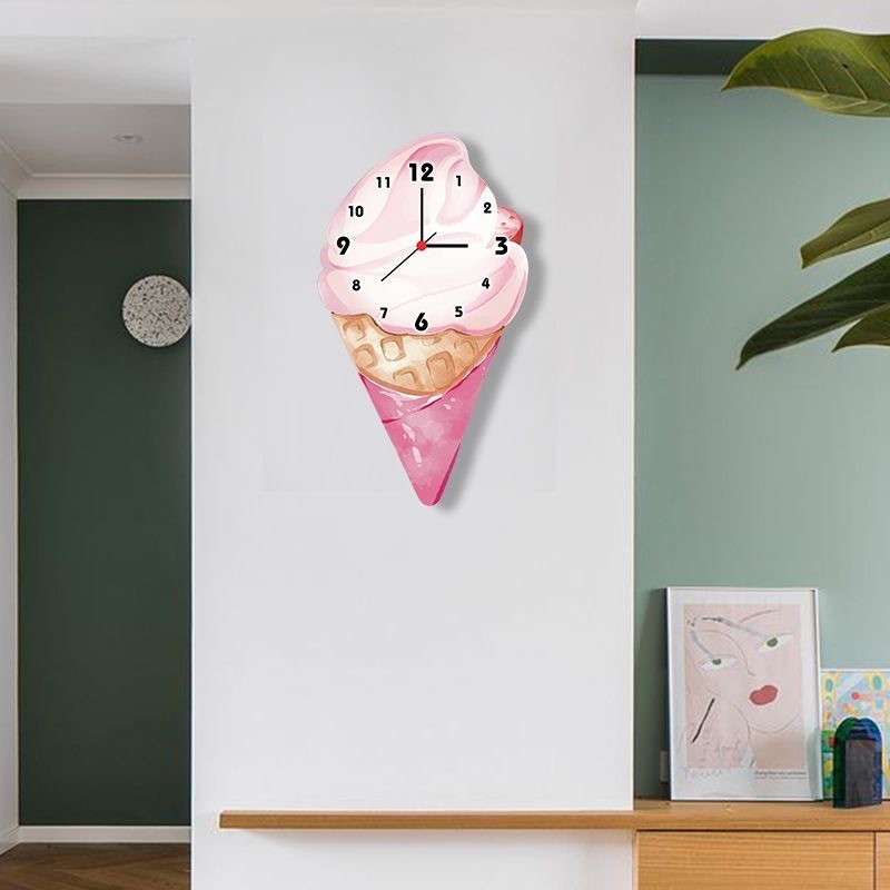 Jike ไอศกรีมการ์ตูนนาฬิกาสร้างสรรค์แขวนผนังห้องนั่งเล่นร้านเครื่องดื่มตกแต่งนาฬิกาแขวน