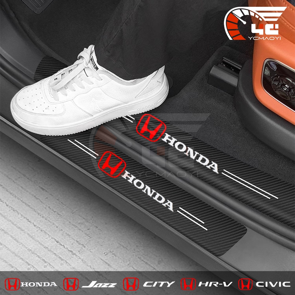 Honda รถประตู Sill Protector แผ่นสติกเกอร์ด้านหลังกันชนเกณฑ์สติกเกอร์สําหรับ Civic City Jazz BRV CHV