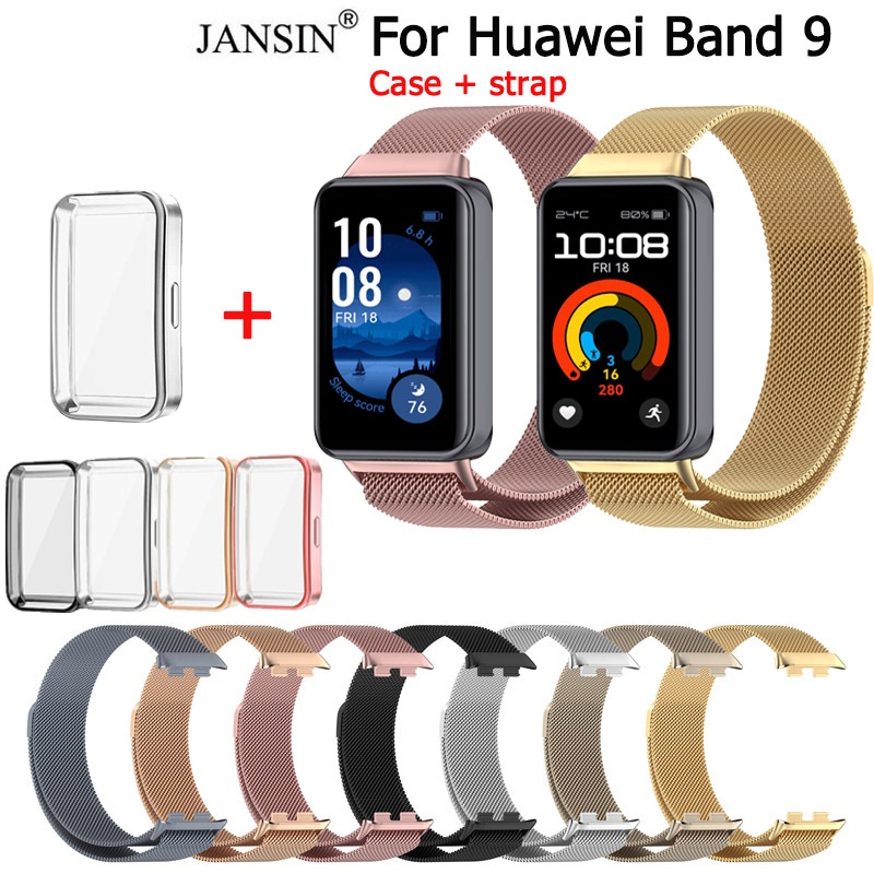 สาย + เคส เคสนาฬิกาข้อมือ และสายคล้อง สเตนเลส โลหะ สําหรับ Huawei Band 9 สมาร์ทวอทช์