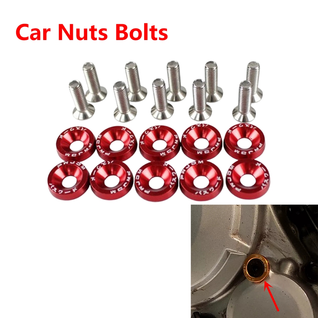 ปะเก็นสกรูยึดป้ายทะเบียนรถยนต์ M6 JDM สําหรับรถยนต์ รถจักรยานยนต์ 10 ชิ้น