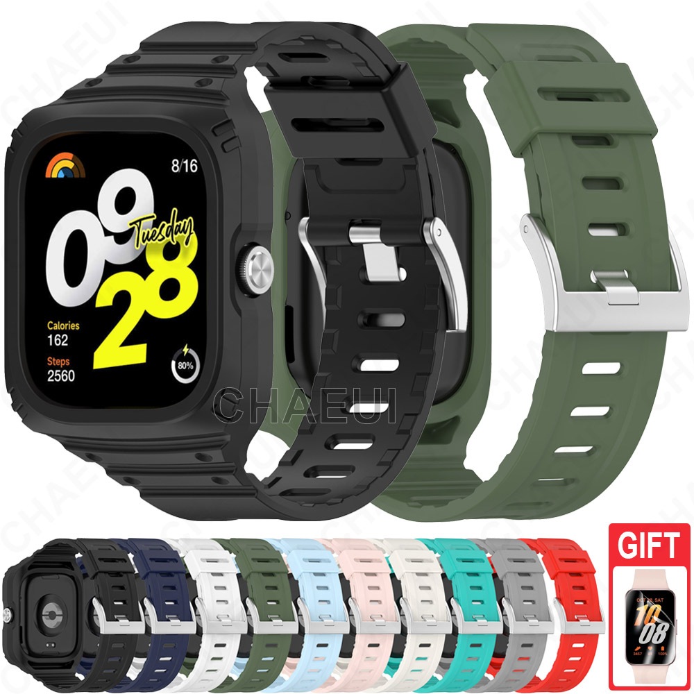 สายซิลิโคนพร้อมเคสสร้อยข้อมือแบบเต็มสําหรับ Redmi Watch 4 5
