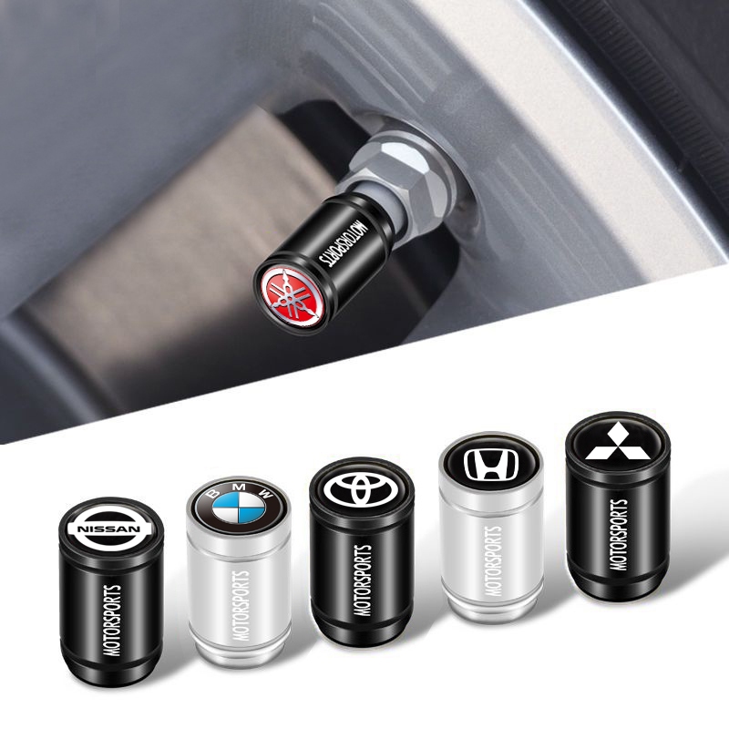 ฝาครอบวาล์วล้อรถยนต์ แบบโลหะ ป้องกันฝุ่น 4 ชิ้น