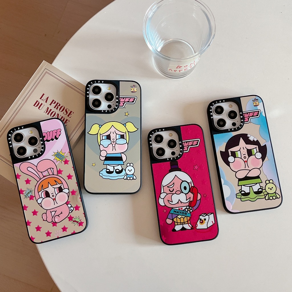 น่ารัก Crybaby Powerpuff สาวฝาครอบโทรศัพท์,สําหรับ iPhone 16Promax 16Pro 16Plus 16 15 14 13Promax 13Pro 13 12Promax 12Pro 12 11