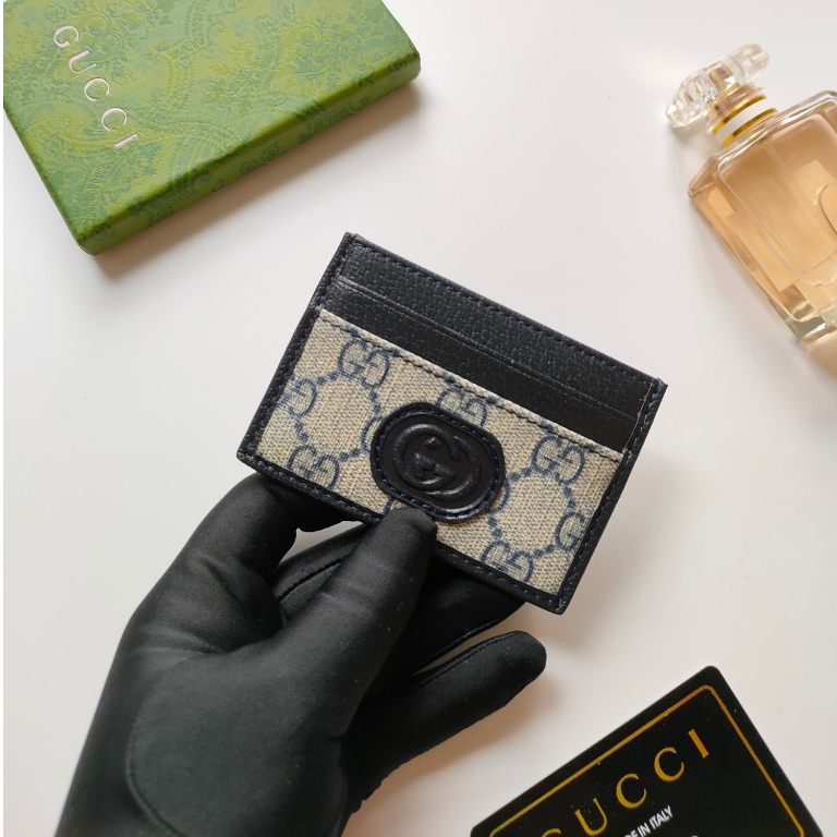 Gucci ของแท้ 100% กระเป๋าสตางค์ กระเป๋าใส่บัตร ขนาดเล็ก สไตล์บูติก สําหรับผู้ชาย และผู้หญิง