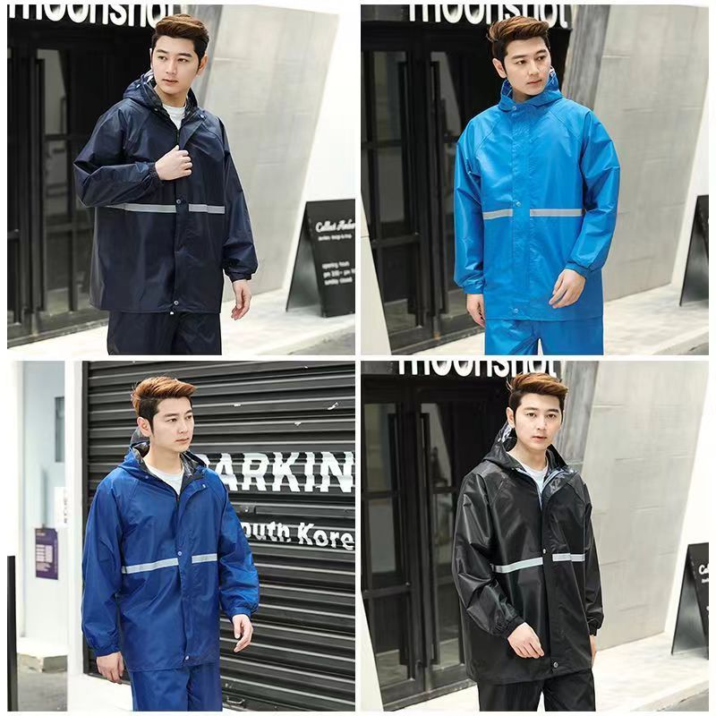 สินค้าในไทย พร้อมส่ง ชุดกันฝน มีแถบสะท้อนแสง เสื้อกันฝนมอเตอร์ไซค์ เสื้อและกางเกงกันฝน