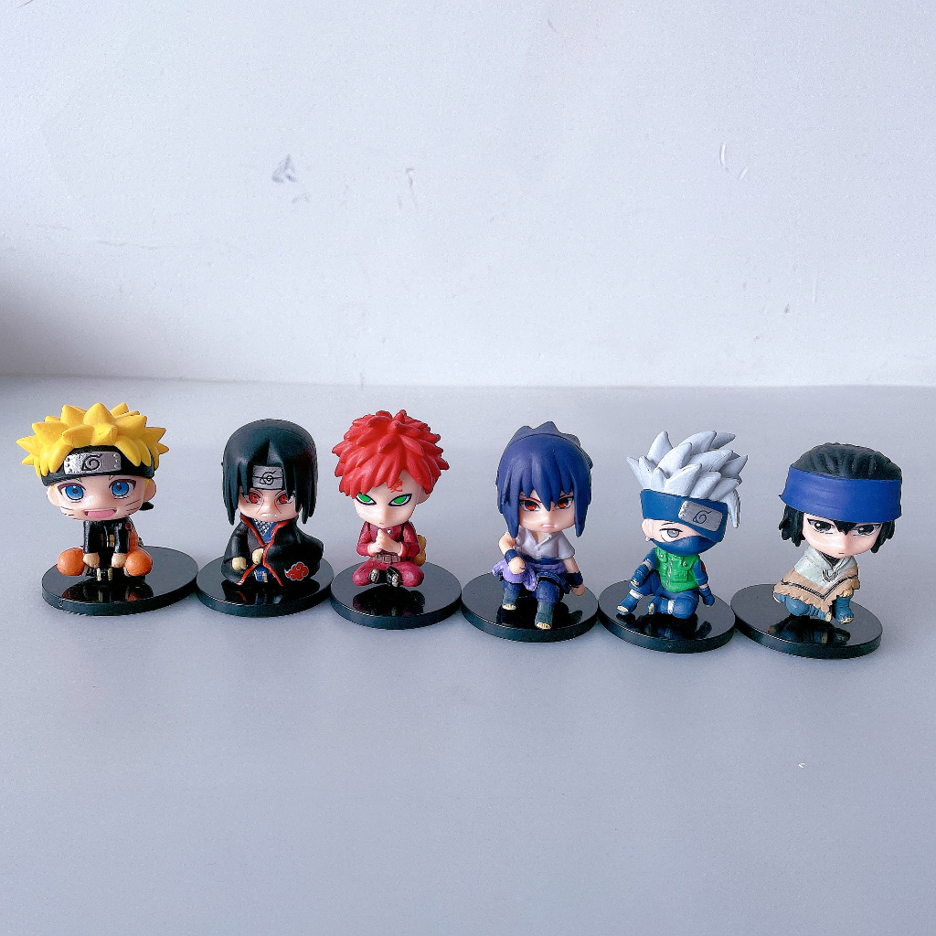 ฟิกเกอร์อนิเมะ Naruto Q Version Kawaii Shippuden Hinata Sasuke Itachi Kakashi Gaara Jiraiya Sakura ขนาด 5 ซม. 6 ชิ้น