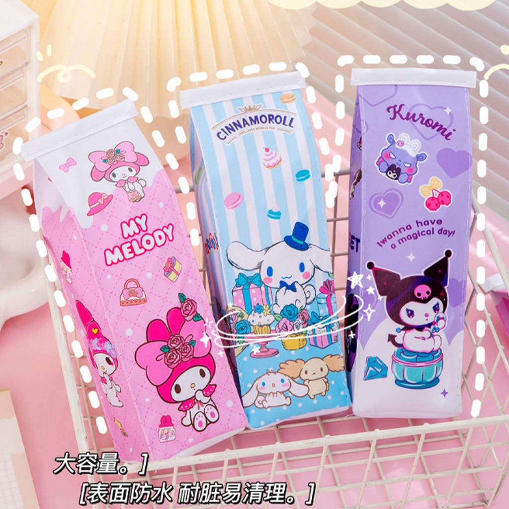 กระเป๋าดินสอ กระเป๋าเครื่องเขียน หนัง PU มีซิป ลายการ์ตูนนมน่ารัก จุของได้เยอะ แบบสร้างสรรค์ สําหรับนักเรียน WJ283