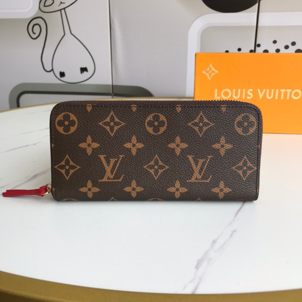 (พร้อมกล่อง) ของแท้ 100% Louis Vuitton กระเป๋าสตางค์ใบยาว LV กระเป๋าสตางค์หนังแท้ มีซิป