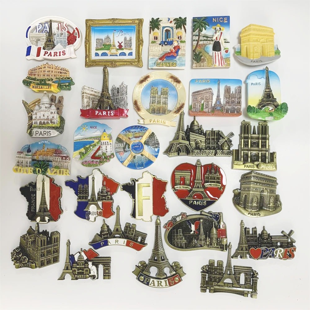 สติกเกอร์แม่เหล็กติดตู้เย็น ลายหอไอเฟลฝรั่งเศส Nore Dame de Paris Le Louvre Versailles